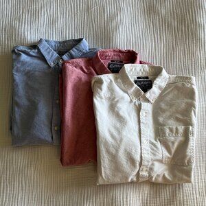 Set of 3 Casual Button Downs in Red, White, and Blue